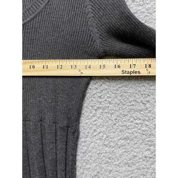 Dana Buchman Sweater Dress Womens Medium Gray Ribbed Long Sleeve - Picture 4 of 6